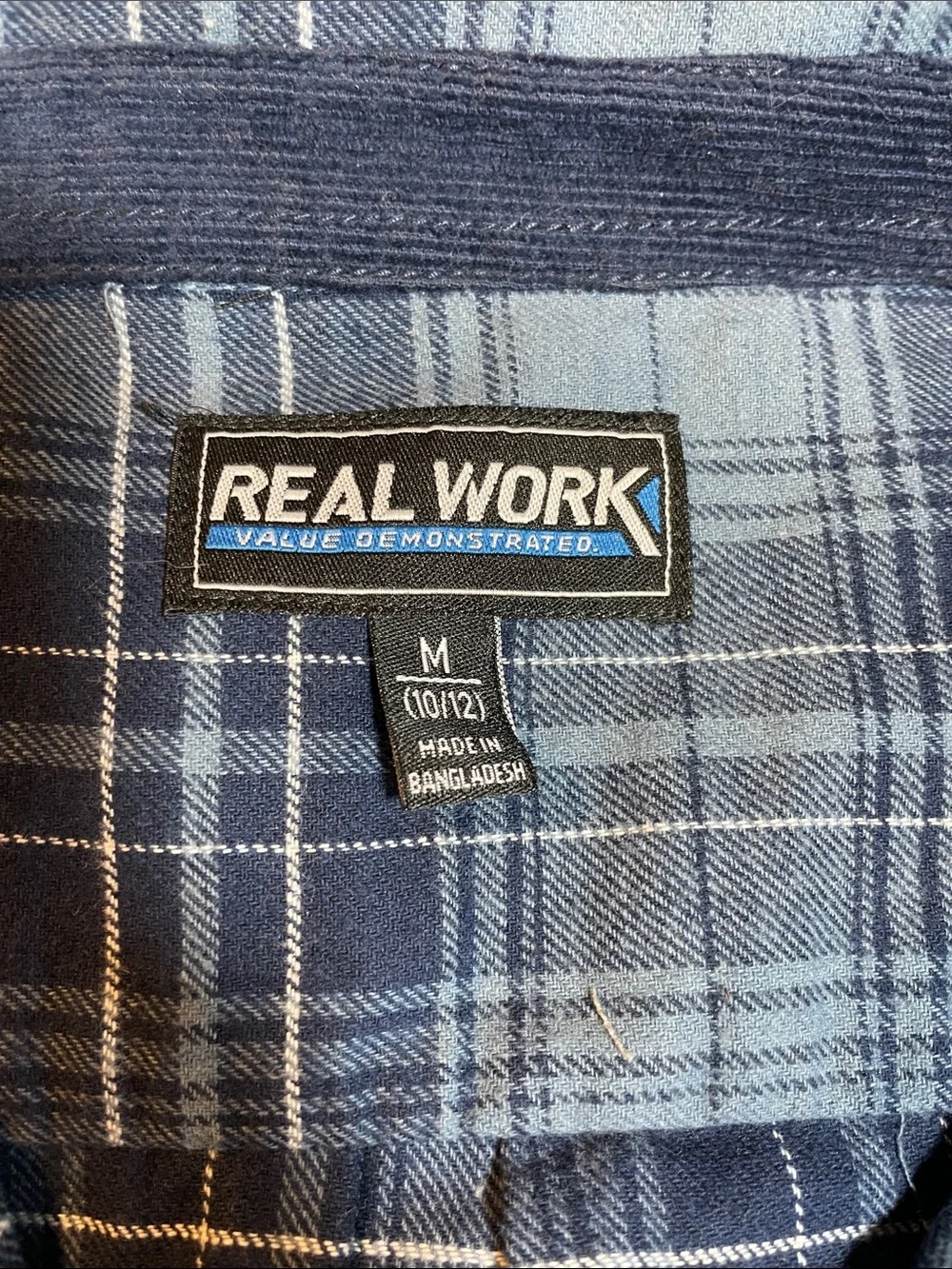 NWT Real Work Boys Blue Plaid Button Front Shirt